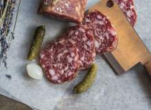 Salami on a tray