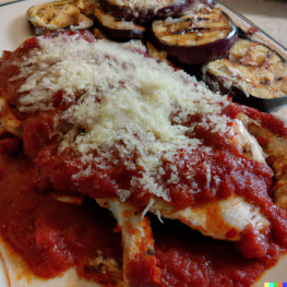 Grilled Chicken with Eggplant Parmesan