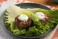 Broiled Greek Burger with Lettuce Wraps