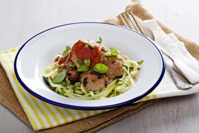 Turkey Meatball with Rao's Sauce and Zucchini Noodles