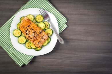 Grill Mates Salmon with Eggplant and Zucchini