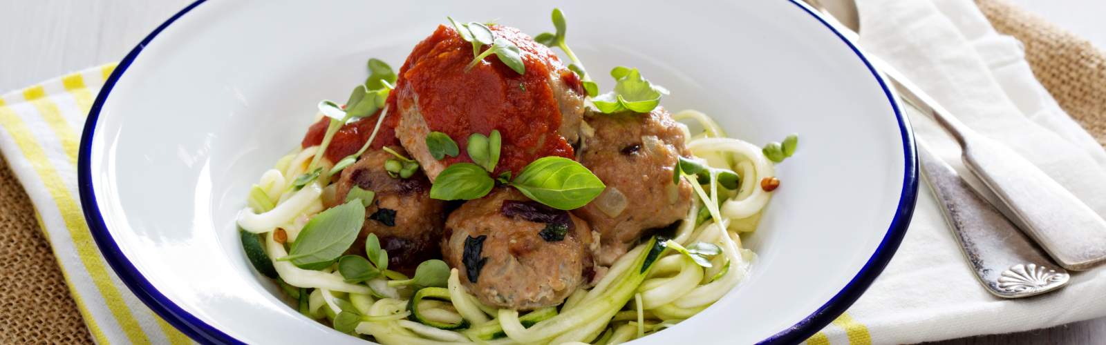 Turkey Meatball with Rao's Sauce and Zucchini Noodles