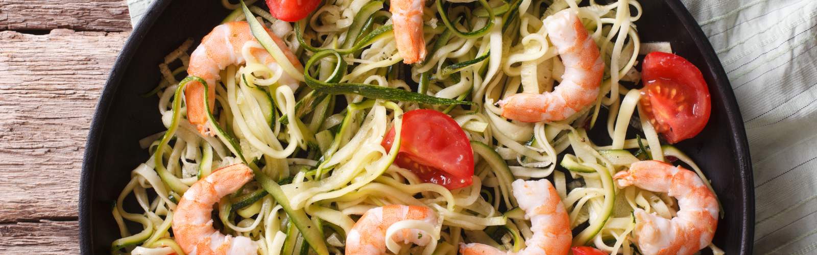 Zucchini Noodle & Grilled Shrimp with Lemon Basil Dressing
