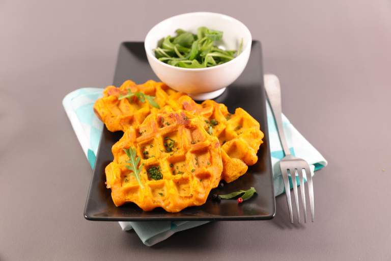 Cheddar & Chive Savory Smashed Potato Waffles