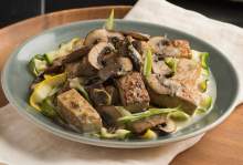 Mushroom Tofu Stroganoff with Zucchini Pappardelle