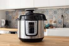 One of our top 5 pressure cookers sitting on the counter ready to use.