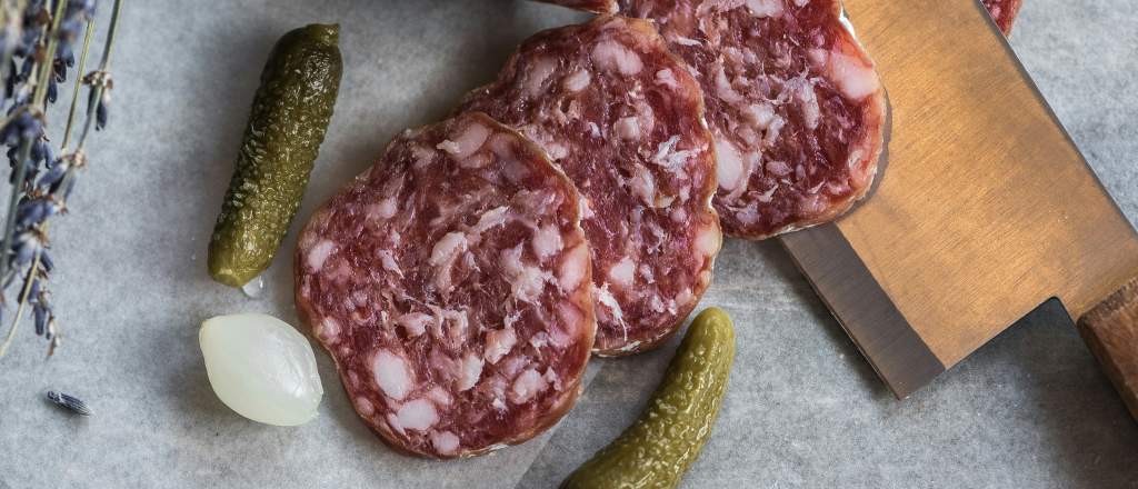 Salami on a tray